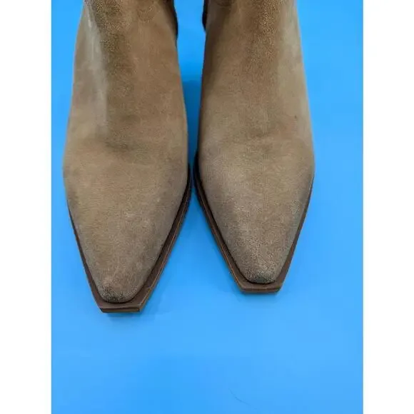 Sam Edelman Wilda Golden Caramel Stacked Block Heeled Pointed Toe Western Boots - Picture 4 of 9